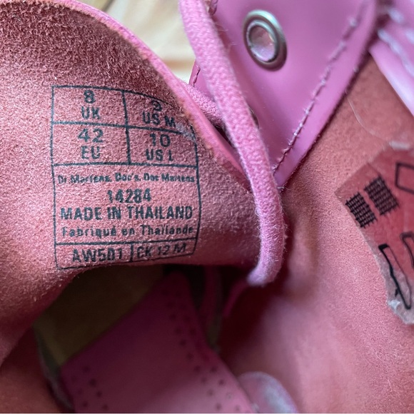 Dr. Martens Pink Combat Boots Womens 10 airware - Picture 6 of 11